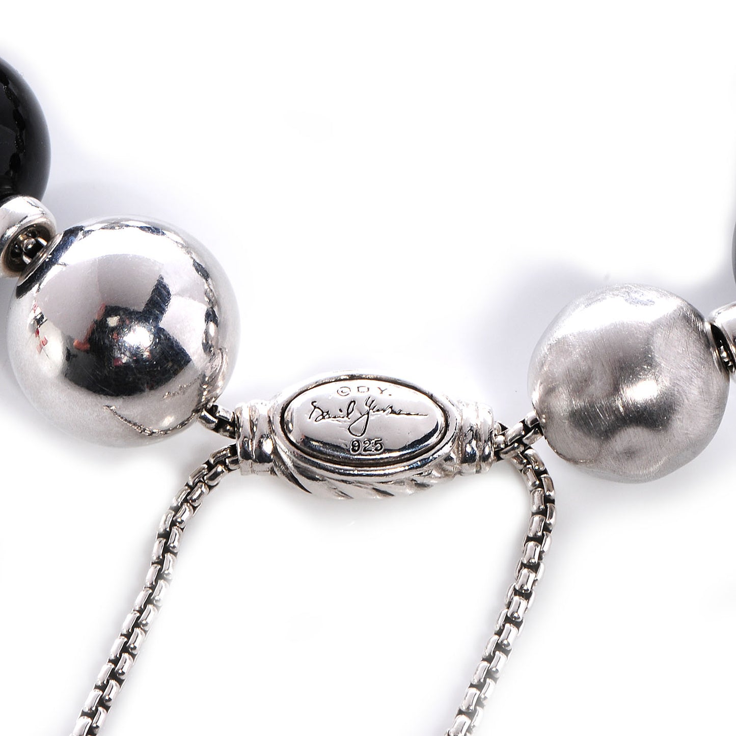 Sterling Silver Black Onyx Hematine 12-14mm Elements Bracelet