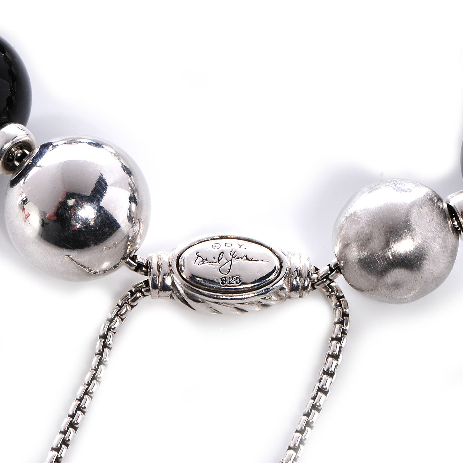 David Yurman Sterling Silver Black Onyx Hematine 12-14mm Elements Bracelet 4 of 6