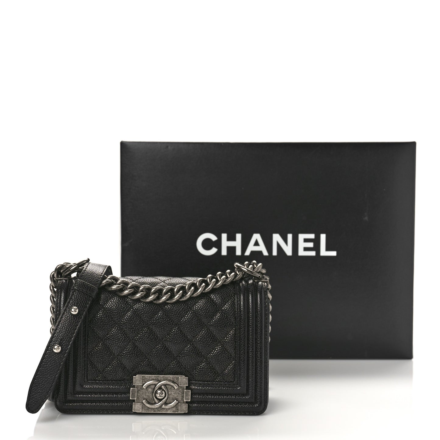 Caviar Quilted Small Boy Flap Black