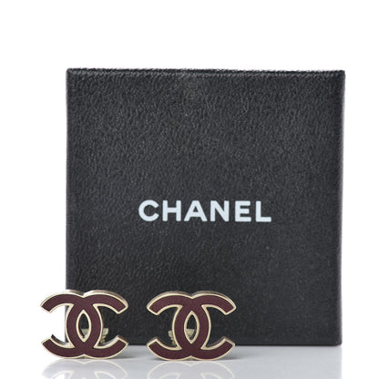 Chanel Lambskin CC Clip On Earrings Burgundy Gold 5 of 5