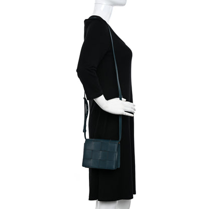 Bottega Veneta Lambskin Maxi Intrecciato Mini Cassette Crossbody Bag Petrol Blue 2 of 11