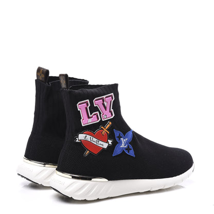 Louis Vuitton Stretch Fabric LV Black Heart Sock Sneaker 37 Black 4 of 10