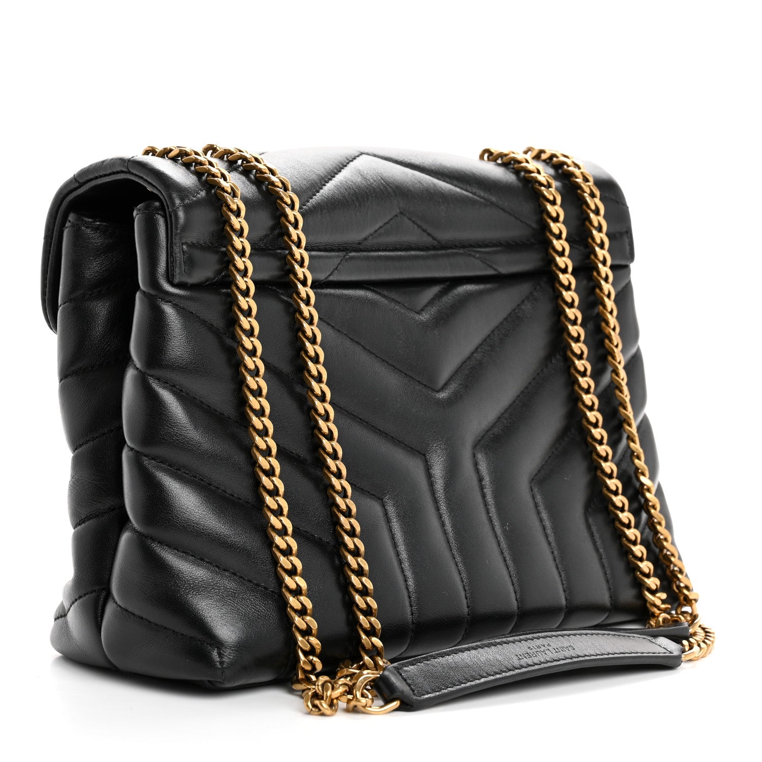 Saint Laurent Calfskin Y Quilted Monogram Small Loulou Chain Satchel Black 3 of 10