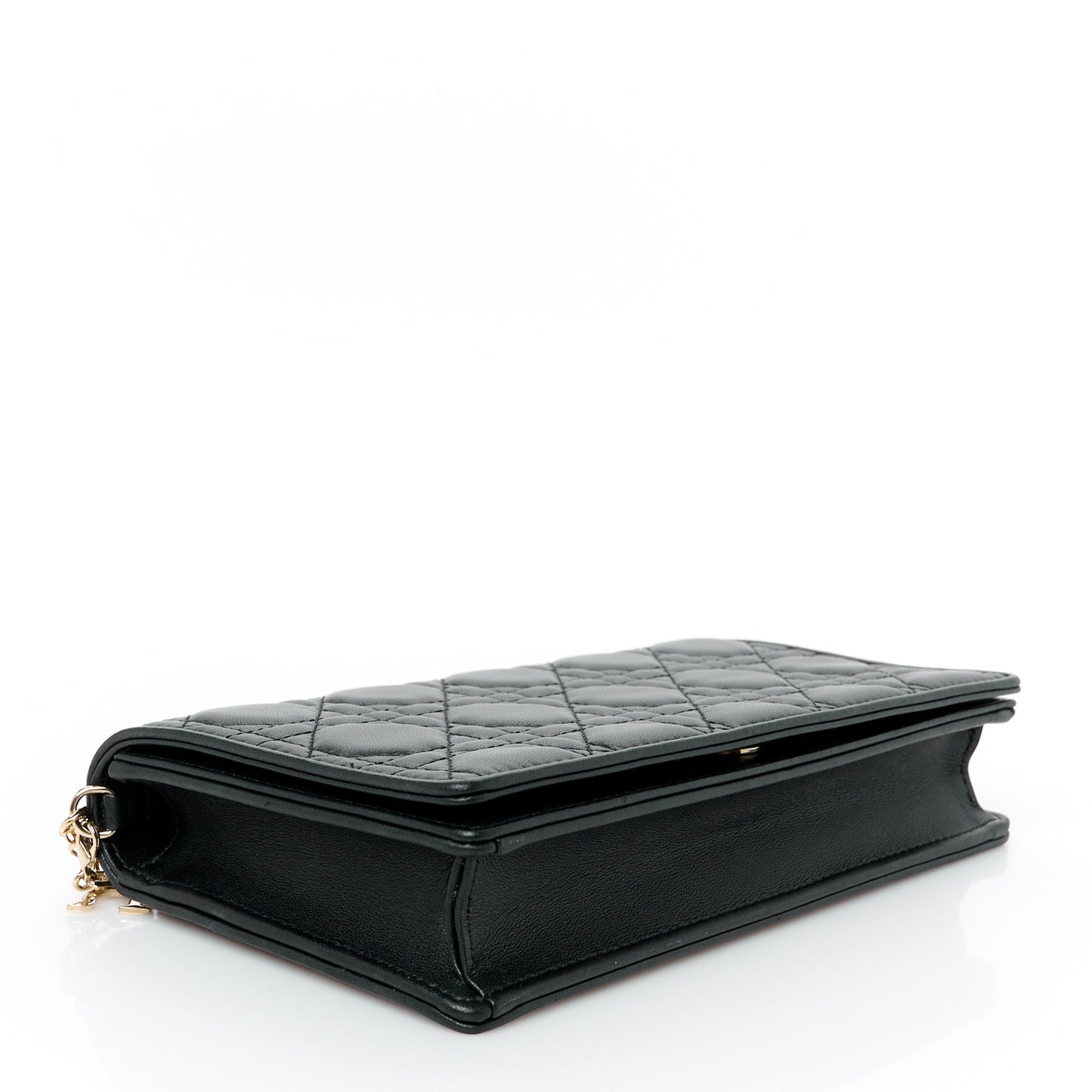 Lambskin Cannage Lady Dior Chain Wallet Black