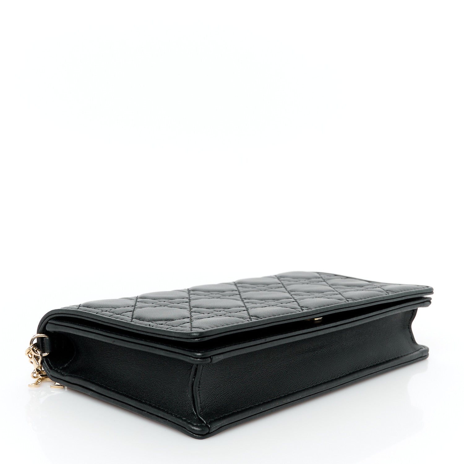 Christian Dior Lambskin Cannage Lady Dior Chain Wallet Black 5 of 14
