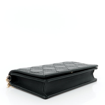 Christian Dior Lambskin Cannage Lady Dior Chain Wallet Black 5 of 14