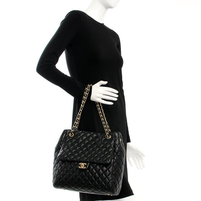 Chanel Lambskin Large Quilted Shopping Tote Black 2 of 7
