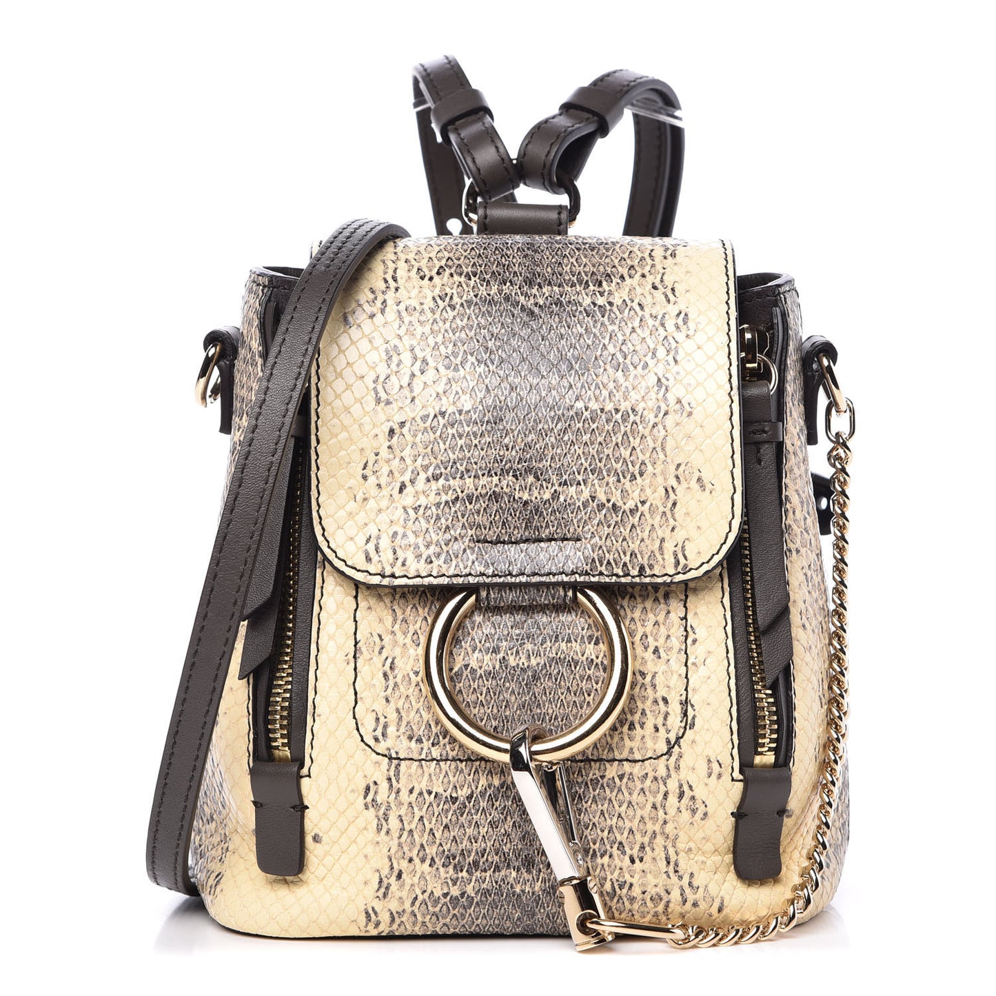 Calfskin Watersnake Embossed Mini Faye Backpack Cloudy Yellow
