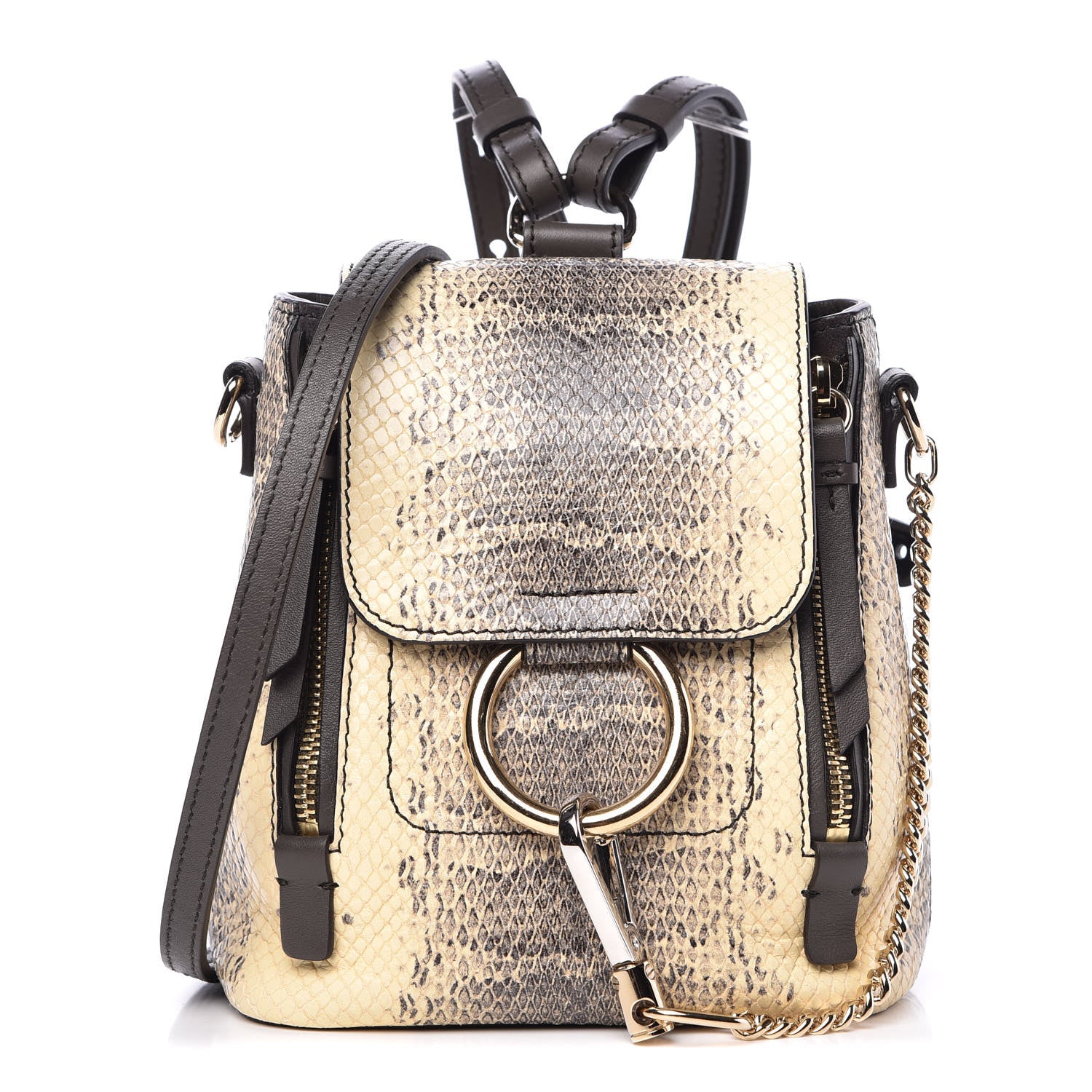 Chloe Calfskin Watersnake Embossed Mini Faye Backpack Cloudy Yellow 1 of 10