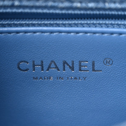 Chanel Denim Quilted Medium Camellia Sweetheart Flap Blue 6 of 10