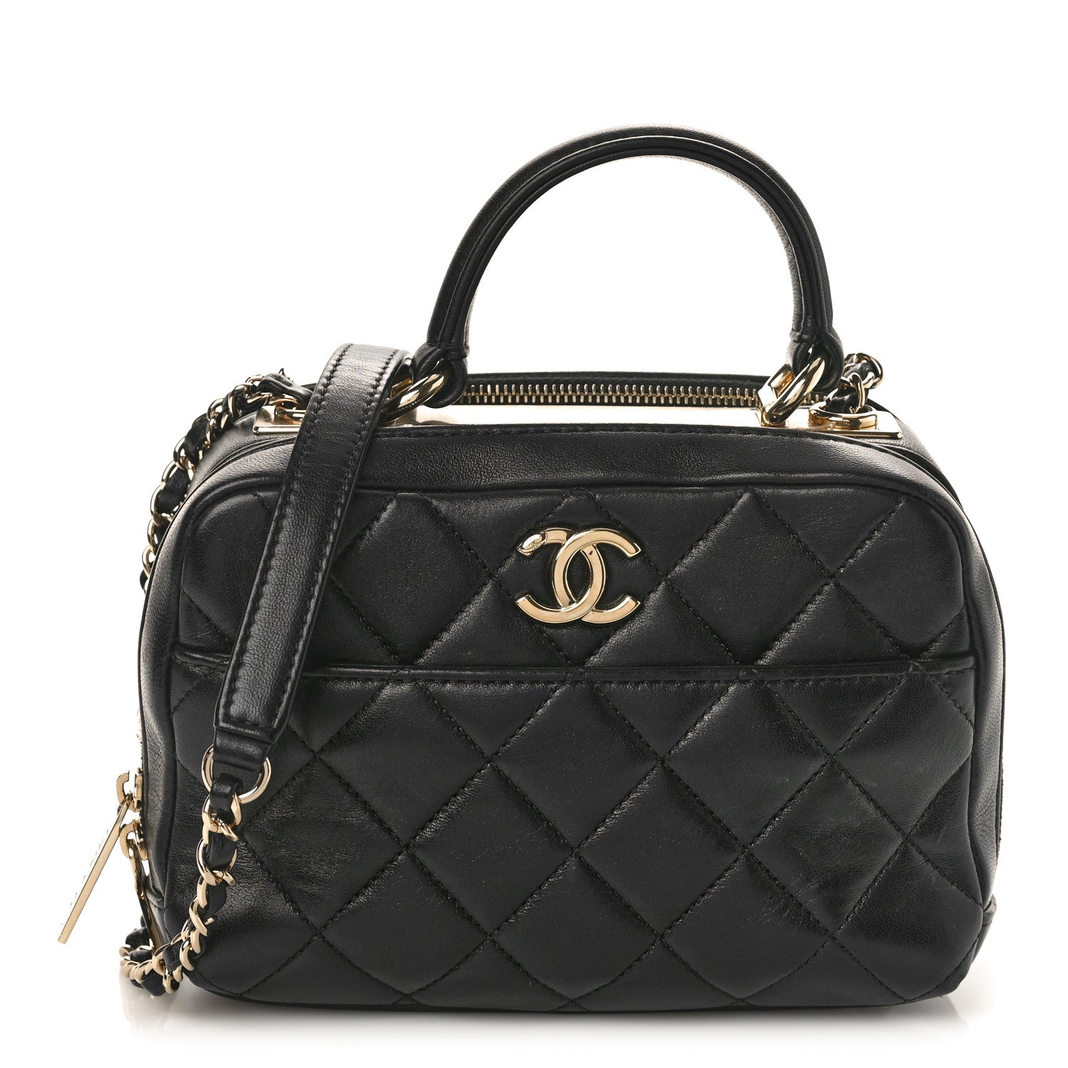 Chanel Lambskin Quilted Small Trendy CC Bowling Bag Black 1 of 10