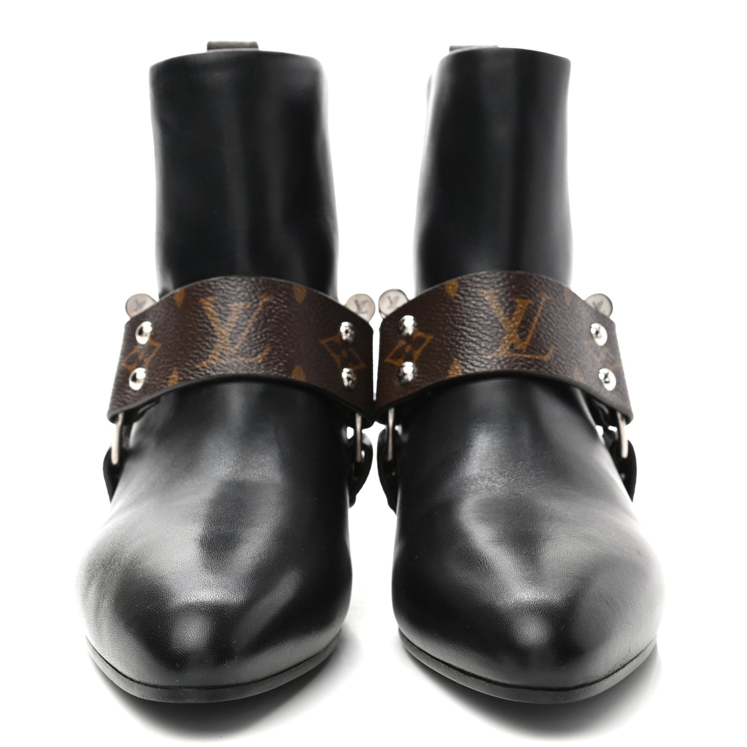 Louis Vuitton Calfskin Monogram Rhapsody Ankle Boots 38 Black 2 of 9