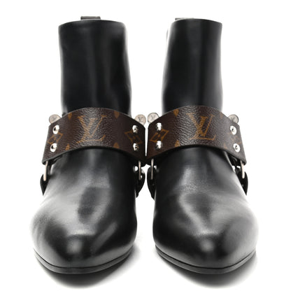 Louis Vuitton Calfskin Monogram Rhapsody Ankle Boots 38 Black 2 of 9