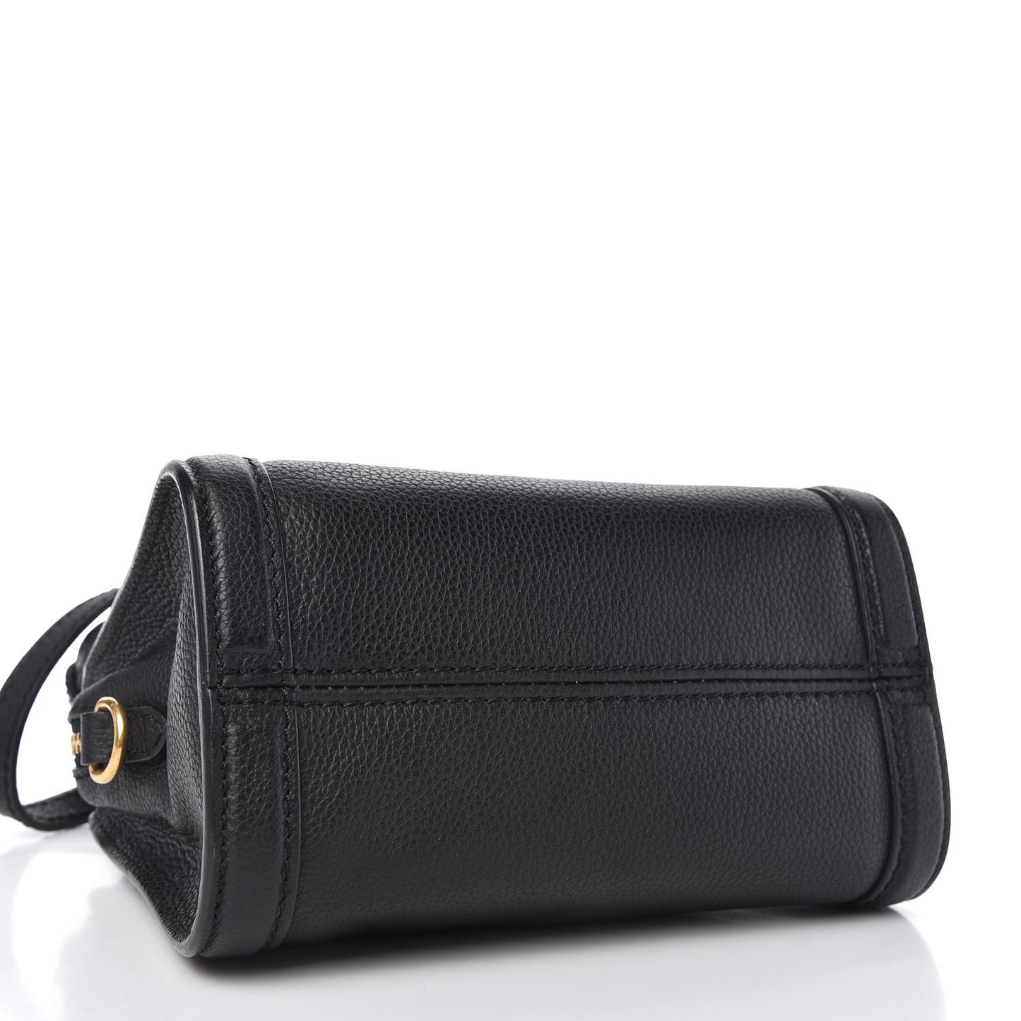 Pebbled Calfskin Mini Skull Padlock Zip Around Tote Black