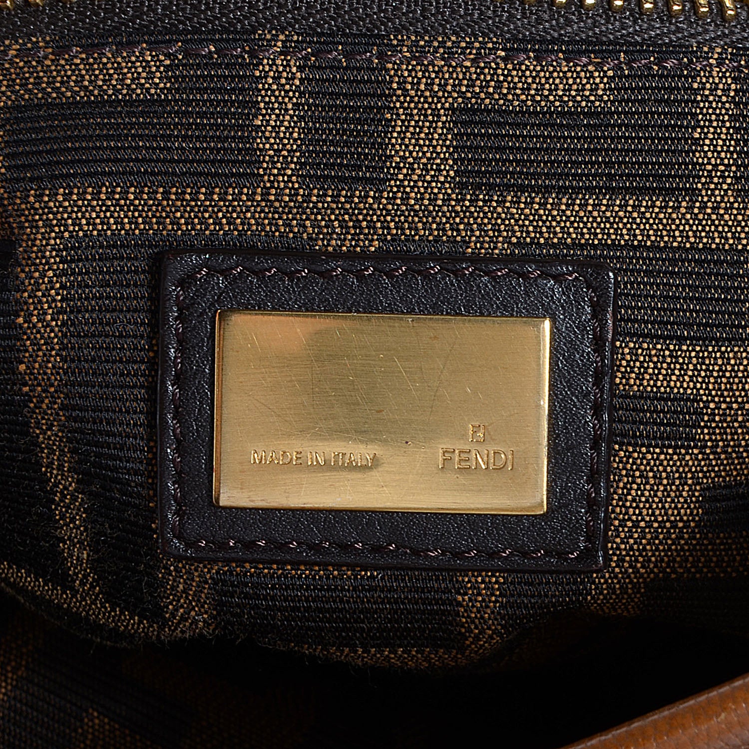 Fendi Goatskin Zucca Large Peekaboo Iconic Satchel Cuoio Tobacco Moro 8 of 11