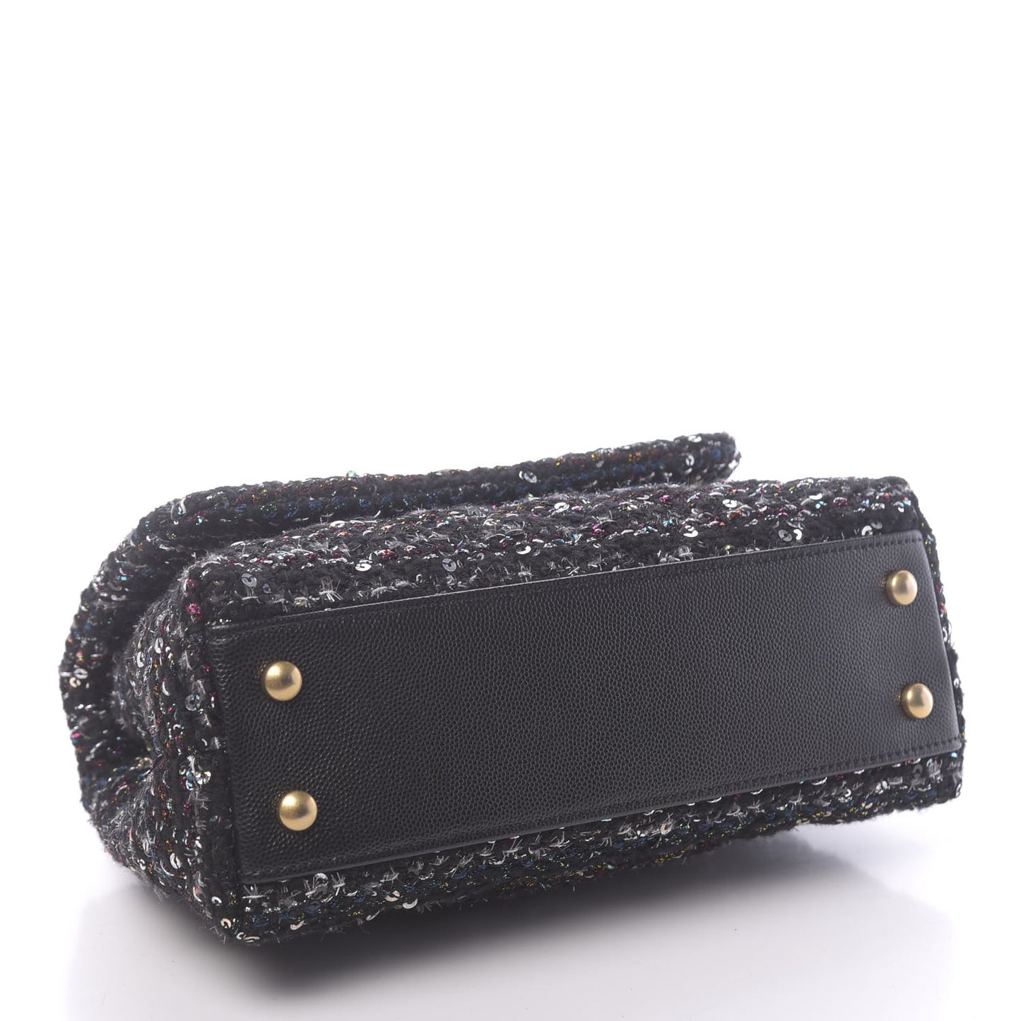 Tweed Sequin Mini Coco Handle Flap Black