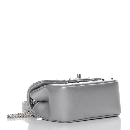 Chanel Metallic Lambskin Chevron Quilted Studded Mini Flap Silver 4 of 7