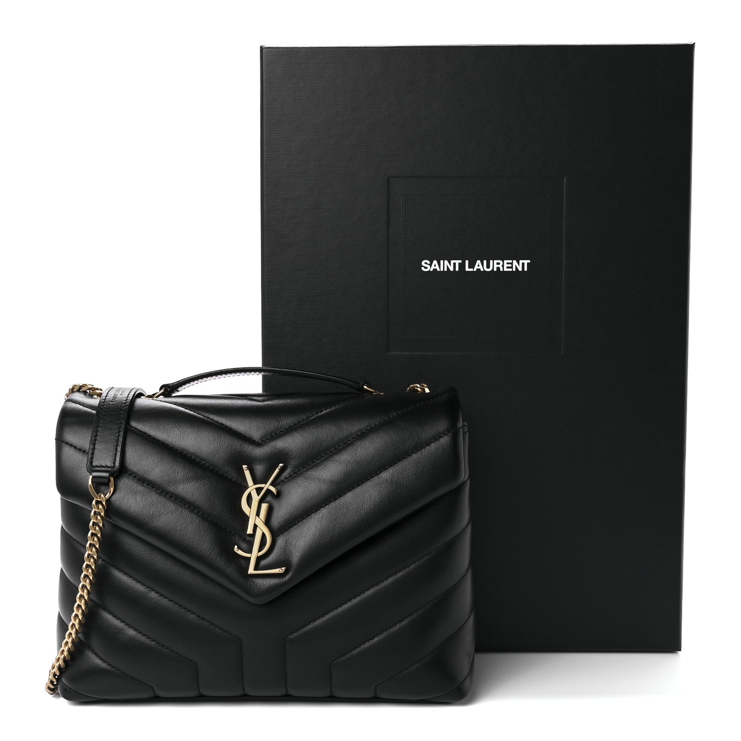 Saint Laurent Calfskin Y Quilted Monogram Small Loulou Chain Satchel Black 12 of 12