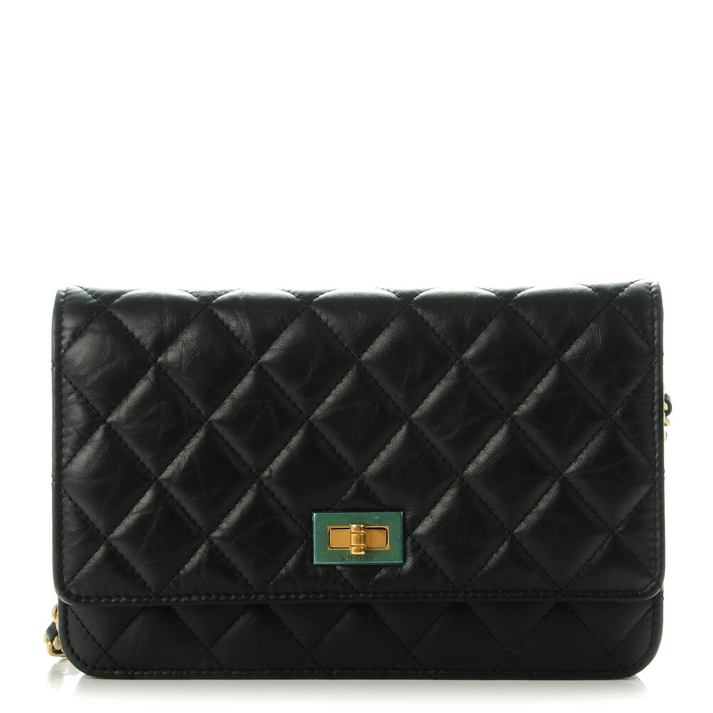Aged Calfskin Quilted Reissue Wallet On Chain WOC Black