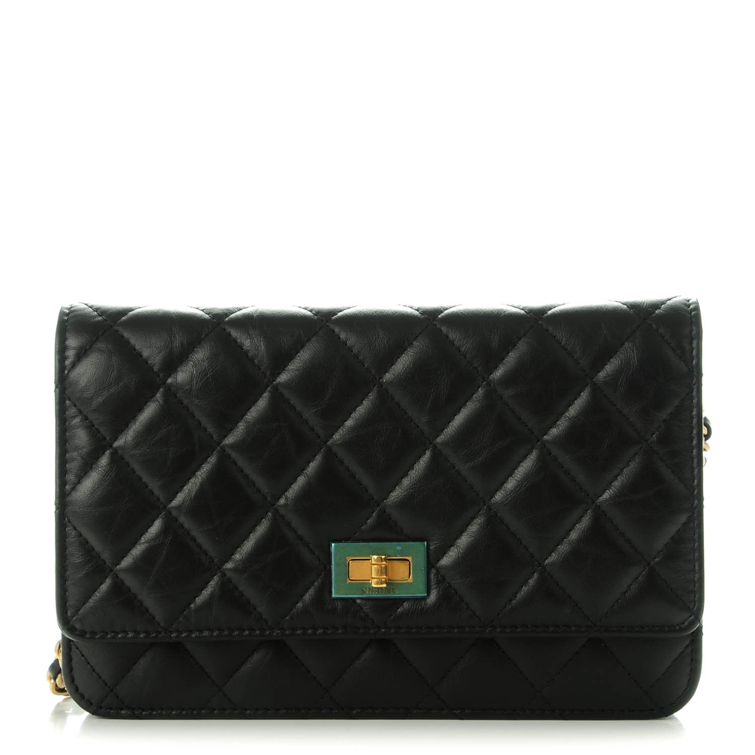 Chanel Aged Calfskin Quilted Reissue Wallet On Chain WOC Black 1 of 8