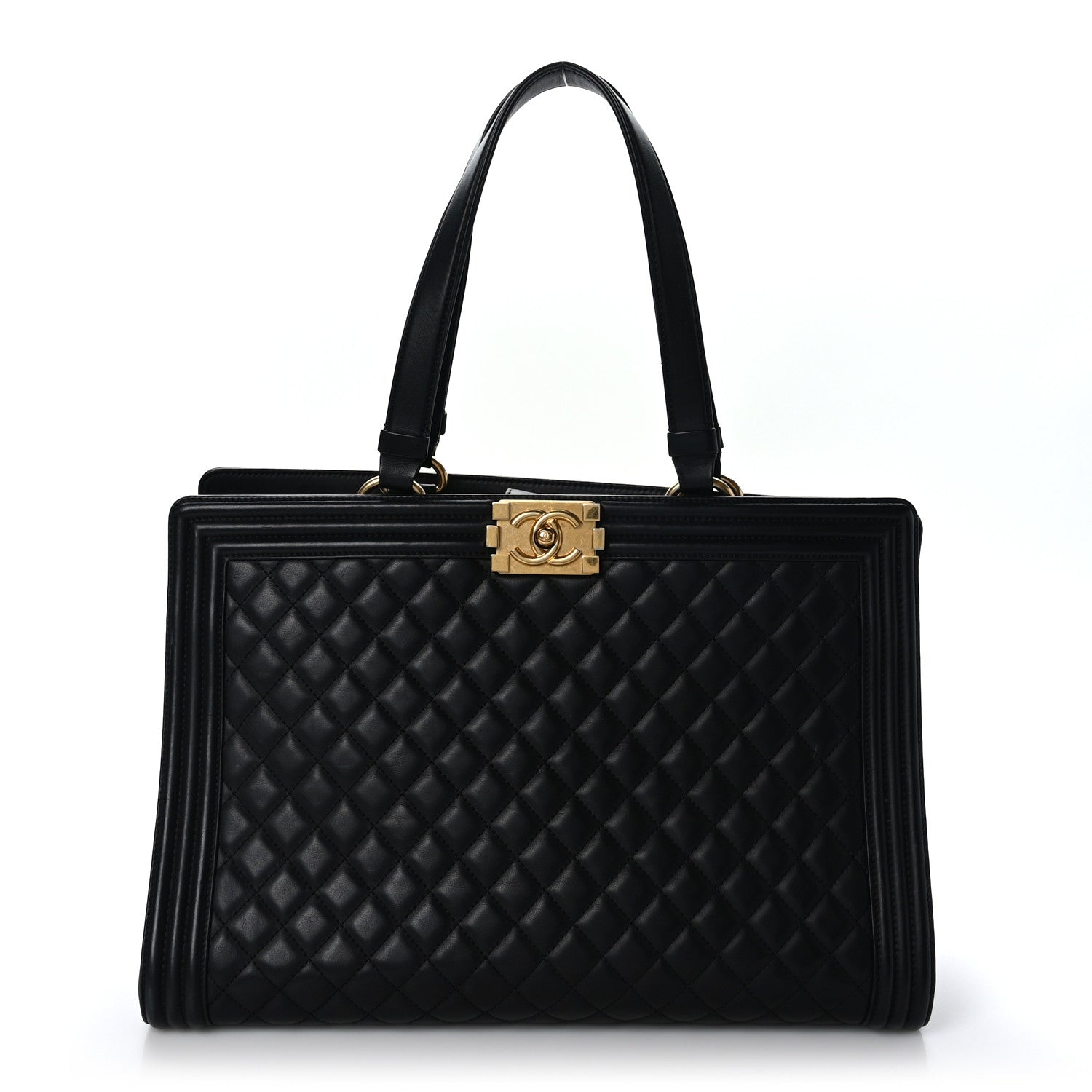 Chanel Calfskin Quilted Boy Shopping Tote Black 1 of 12