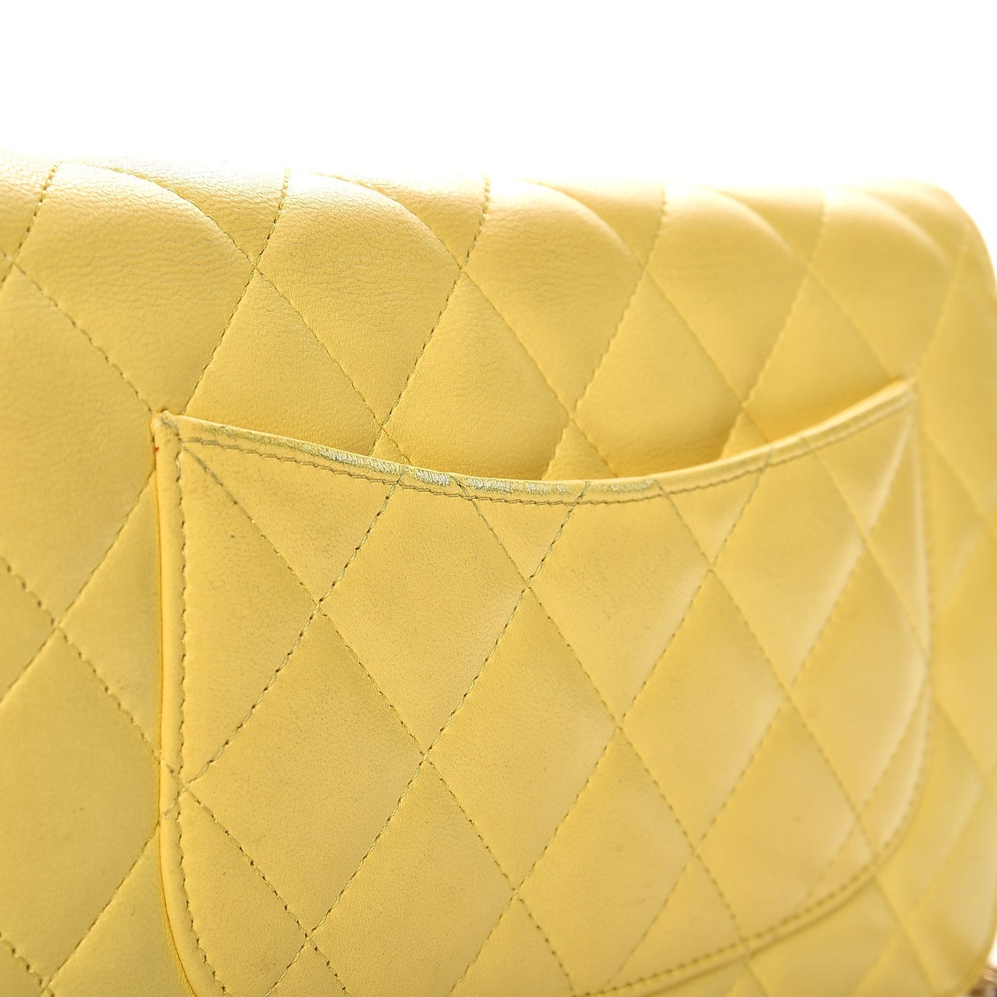Lambskin Quilted Wallet on Chain WOC Yellow