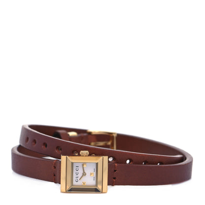 Gucci Stainless Steel Calfskin Mother of Pearl 14mm G-Frame Square Double Wrap Quartz Watch 2 of 5