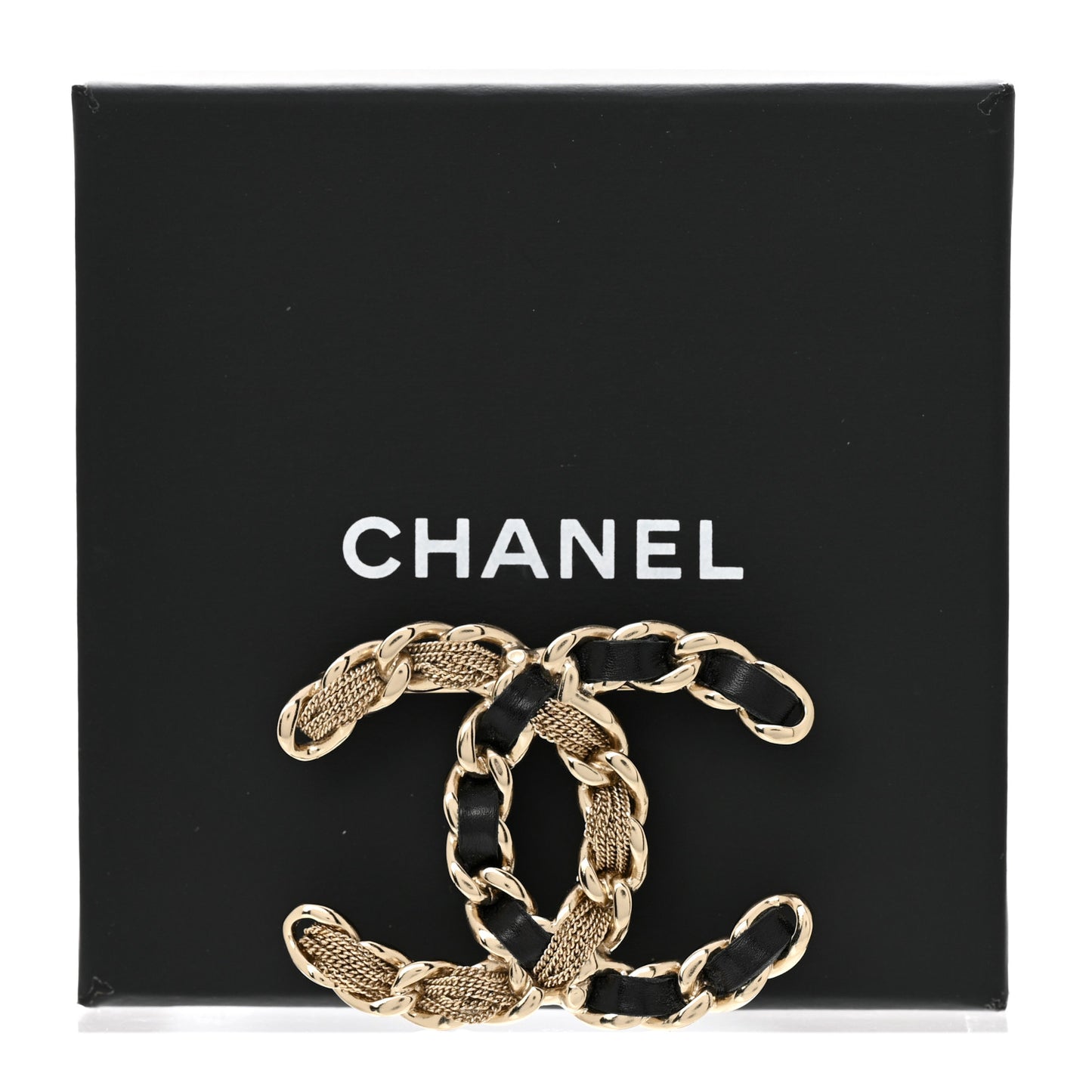 Enamel Metal Chain French New Wave Brooch Gold Black