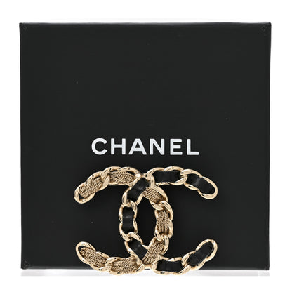 Chanel Enamel Metal Chain French New Wave Brooch Gold Black 6 of 6