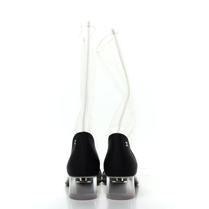 Chanel PVC Grosgrain High Boots 38 Transparent Black 7 of 10