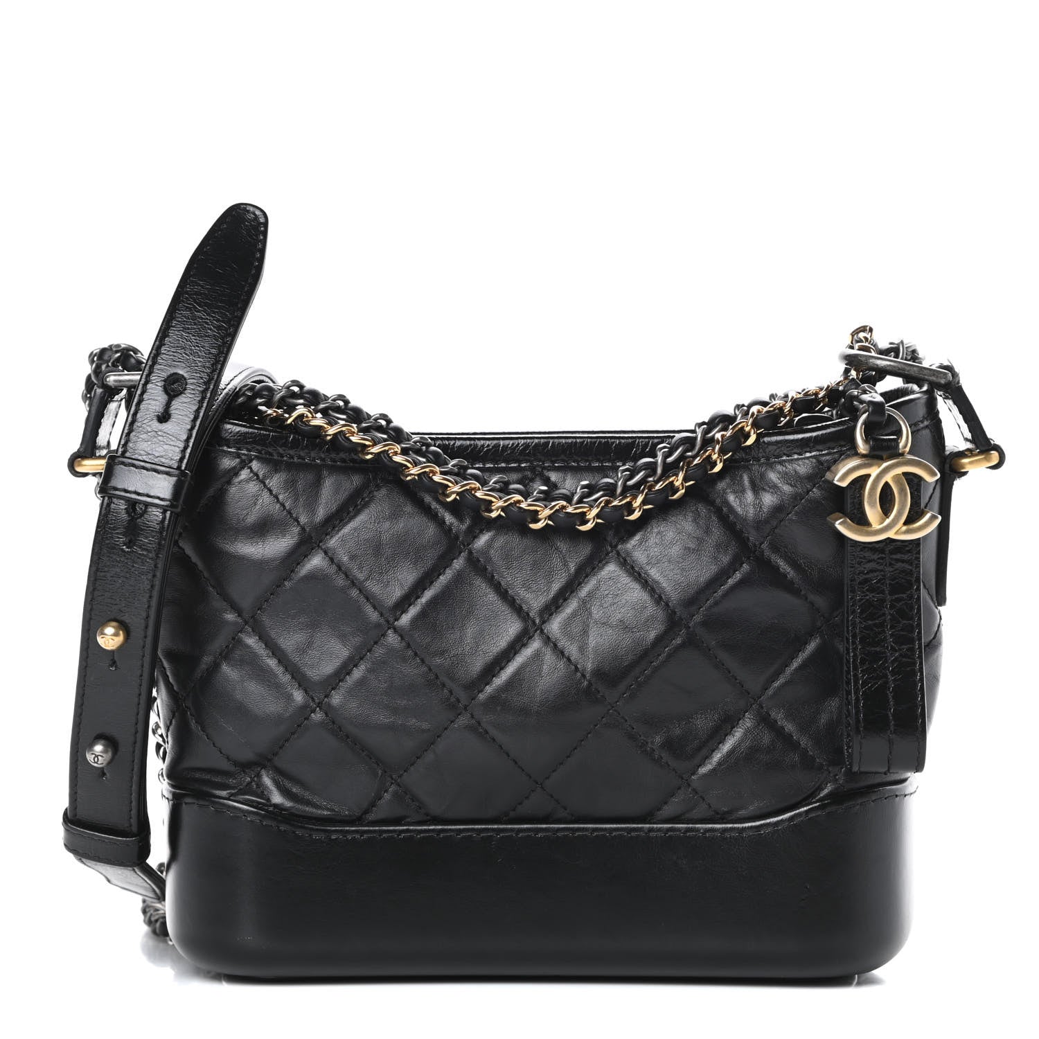 Chanel Aged Calfskin Quilted Small Gabrielle Hobo Black 1 of 15