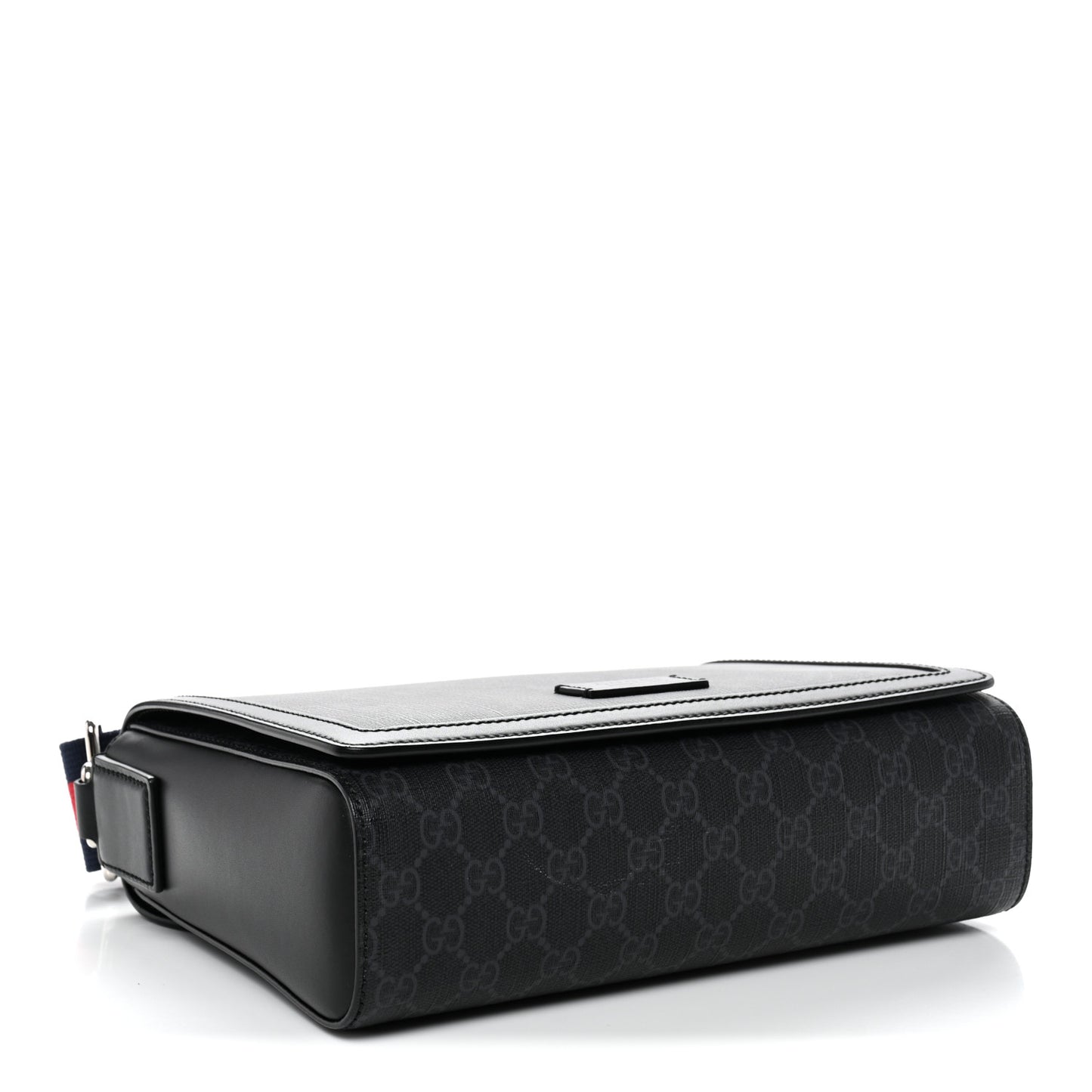 GG Supreme Monogram Appia Calfskin Web Crossbody Bag Black Grey