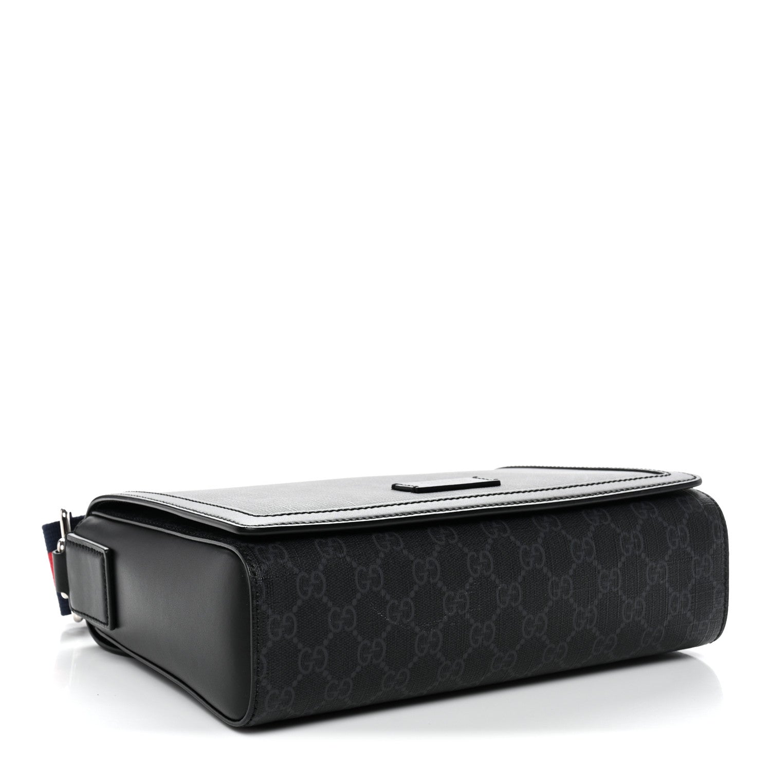 Gucci GG Supreme Monogram Appia Calfskin Web Crossbody Bag Black Grey 4 of 10