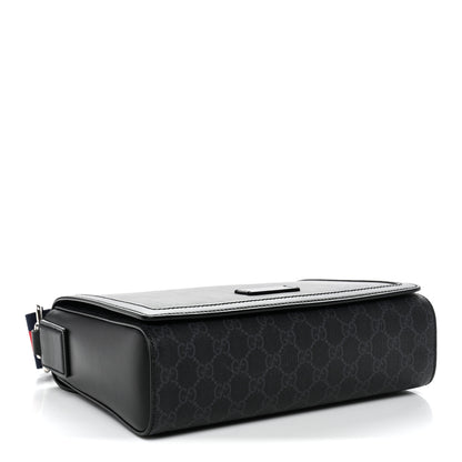 Gucci GG Supreme Monogram Appia Calfskin Web Crossbody Bag Black Grey 4 of 10