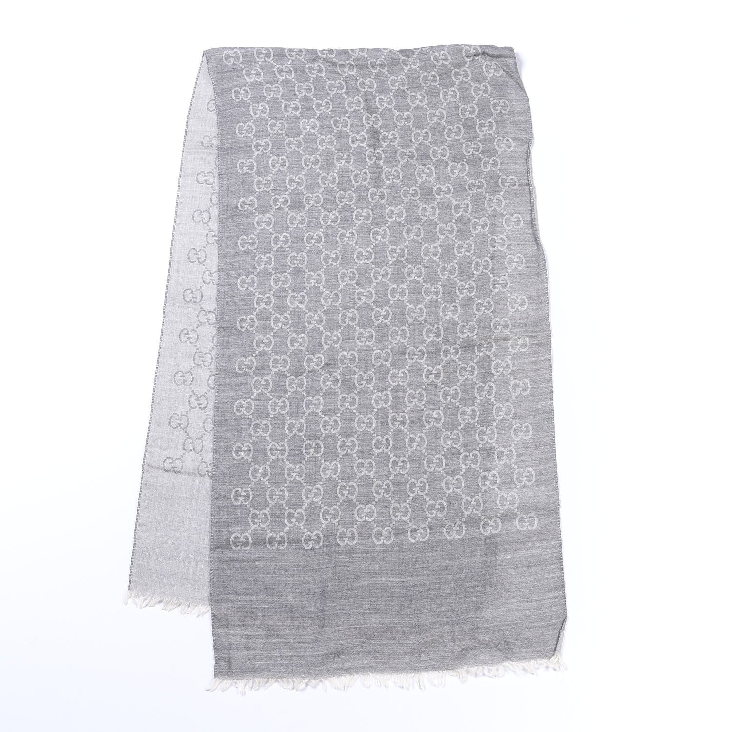 Gucci Wool Silk GG Monogram GGNat Scarf Lead 1 of 4