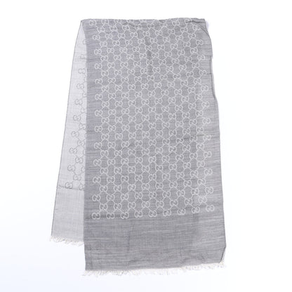 Gucci Wool Silk GG Monogram GGNat Scarf Lead 1 of 4