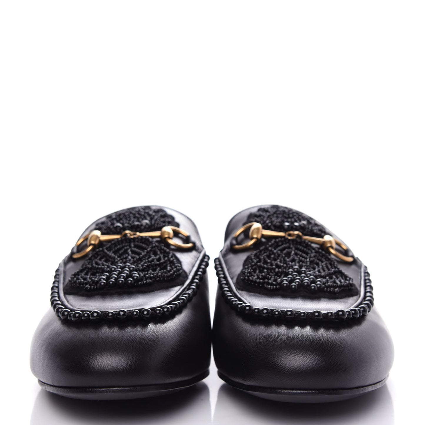 Malaga Kid Bead Embellished Womens Princetown Slippers 40 Black