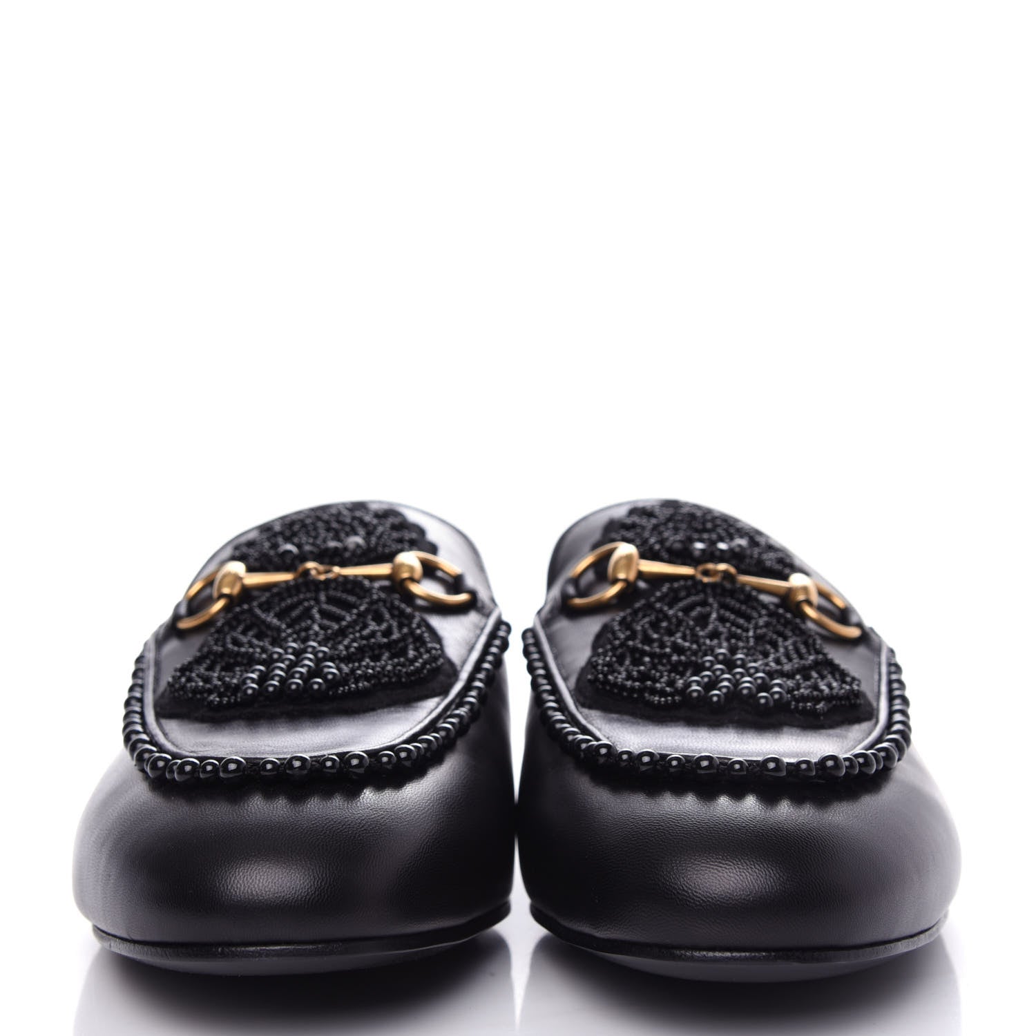 Gucci Malaga Kid Bead Embellished Womens Princetown Slippers 40 Black 2 of 11