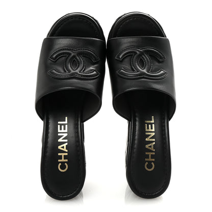 Chanel Lambskin Quilted CC Platform Mules 36 Black 2 of 10