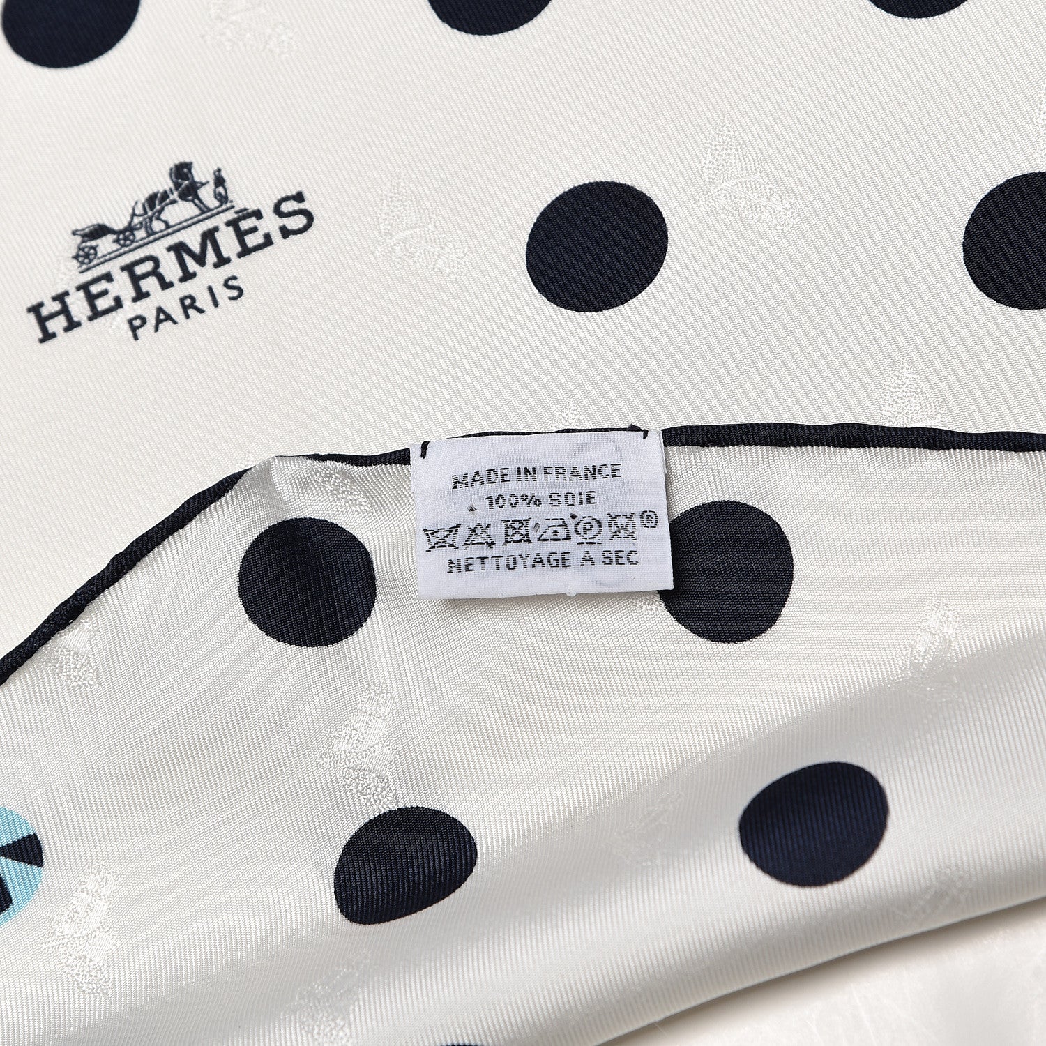 Hermes Silk Alphapois Losange Medium Scarf Blanc Marine Ciel 4 of 5