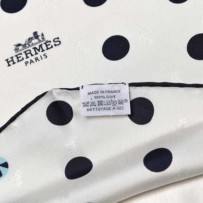 Hermes Silk Alphapois Losange Medium Scarf Blanc Marine Ciel 4 of 5