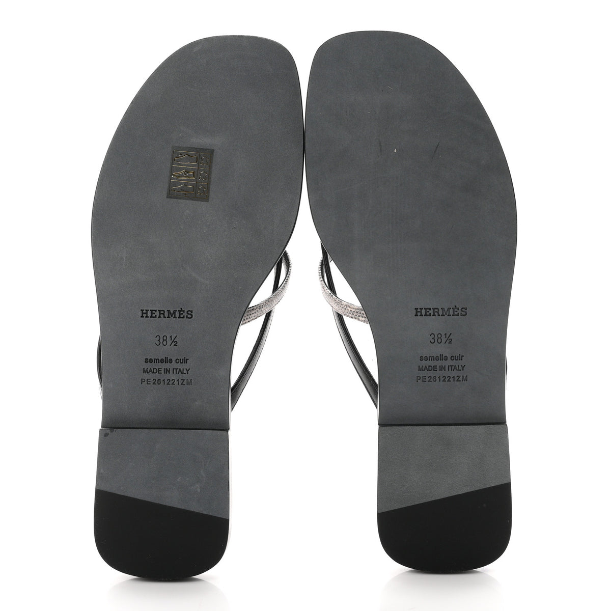 Calfskin Lizard Miss Sandals 38.5 Black Ombre