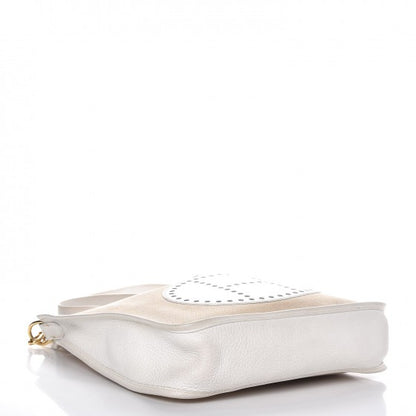 Hermes Toile Taurillon Clemence Evelyne PM Blanc White 4 of 11