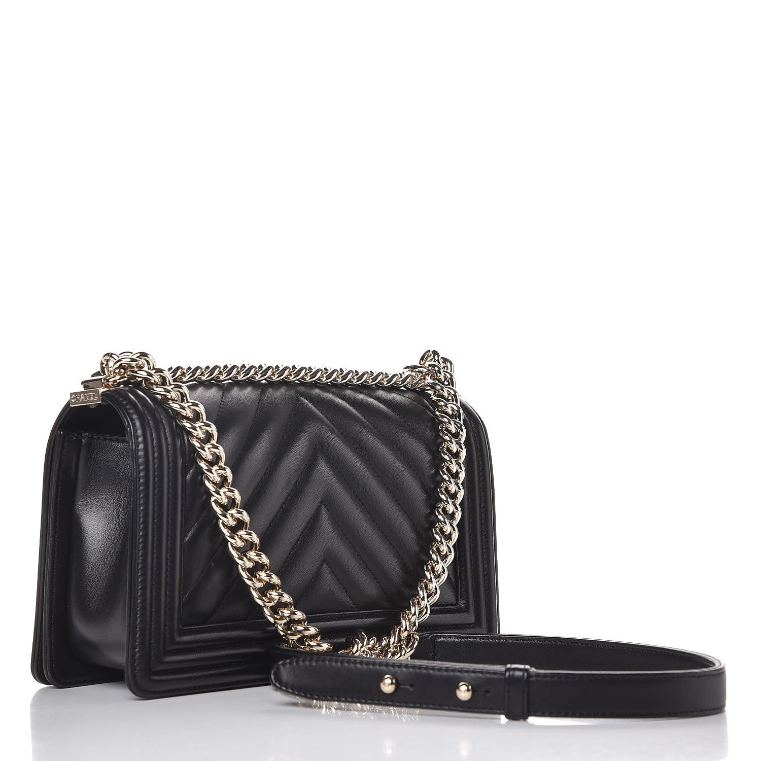 Chanel Calfskin Chevron Quilted Medium Boy Flap Black 3 of 8