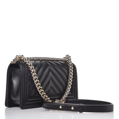 Chanel Calfskin Chevron Quilted Medium Boy Flap Black 3 of 8