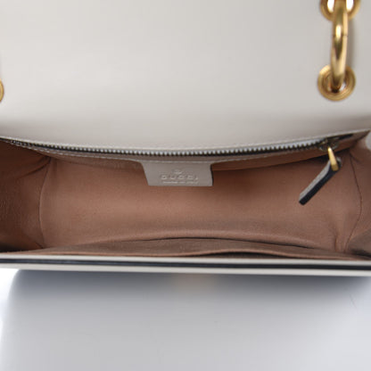 Gucci Calfskin Sylvie Web Queen Margaret Shoulder Bag Mystic White Black 5 of 8
