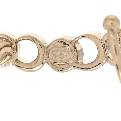 Chanel Metal Crystal Coco Script CC Climber Earrings Gold 4 of 5
