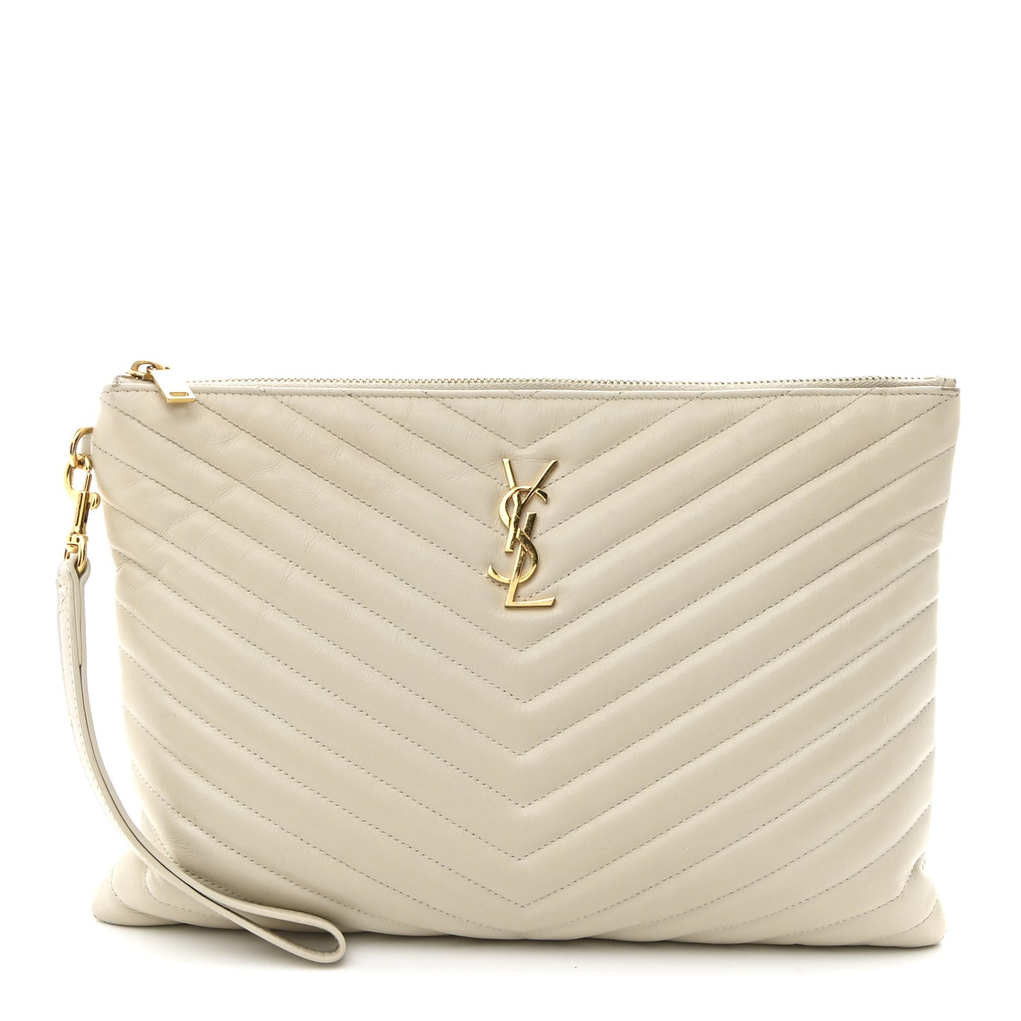 Calfskin Matelasse Monogram Cassandre Tablet Pouch Sea Salt