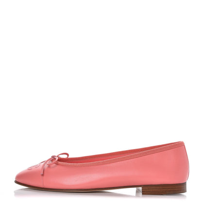 Chanel Goatskin Cap Toe CC Ballerina Flats 38.5 Pink 1 of 9
