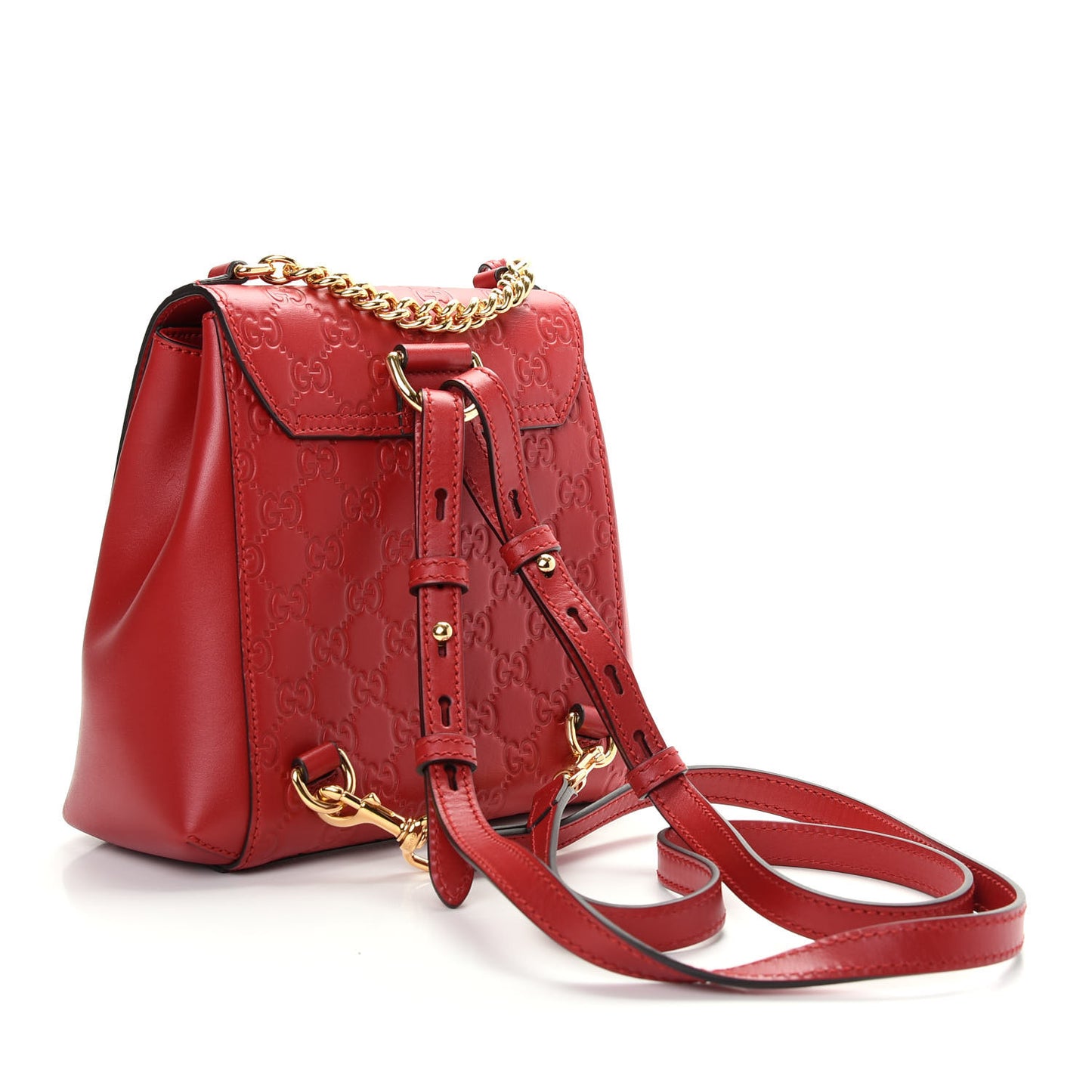 Guccissima Signature Padlock Backpack Hibiscus Red